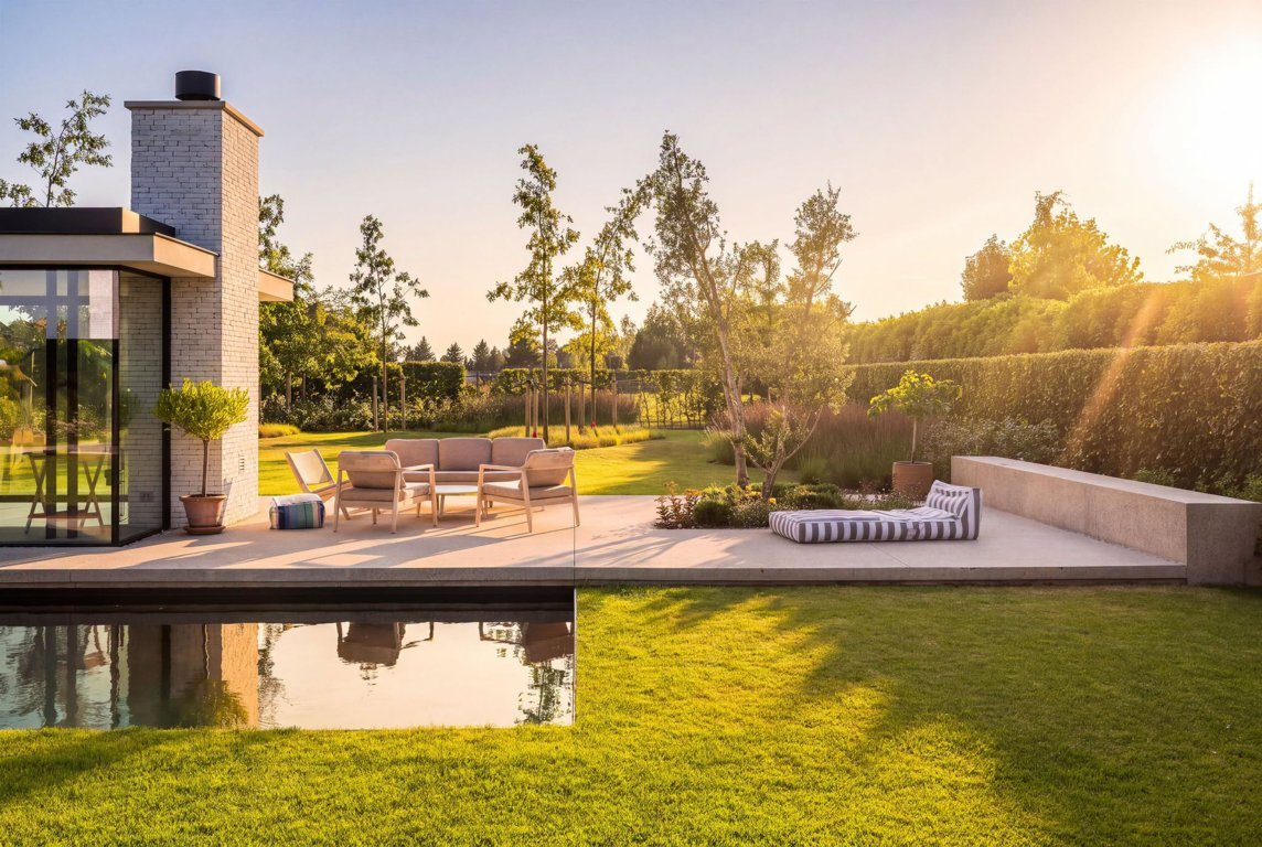 Kuurne - Villatuin met centraal poolhouse